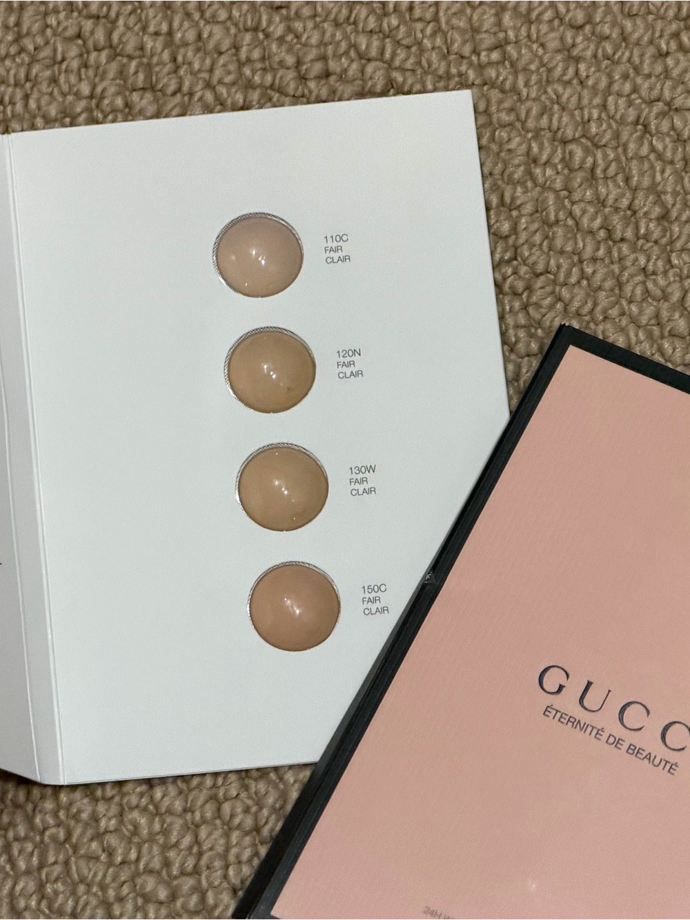 Gucci Foundation Shade Sample Card – Pink Cover with Neutral Swatches (Qty.2)